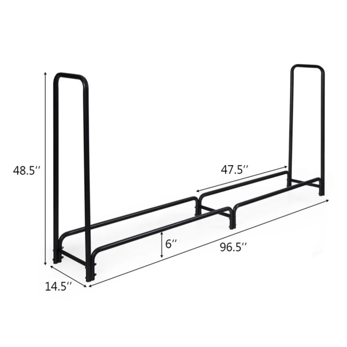8' Outdoor Steel Firewood Log Rack