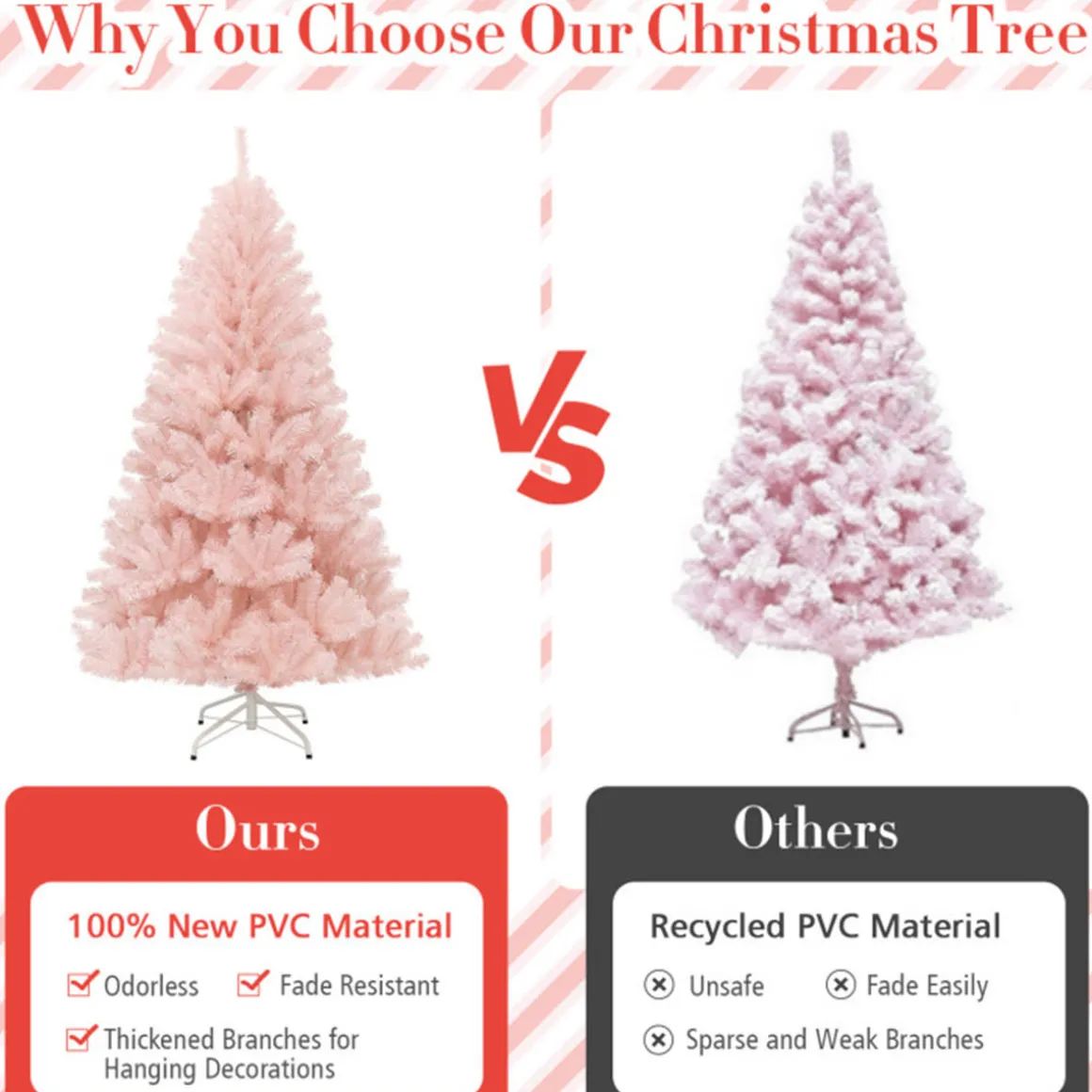 6' Pink Pre-Lit Artificial Hinged Fur Christmas Tree