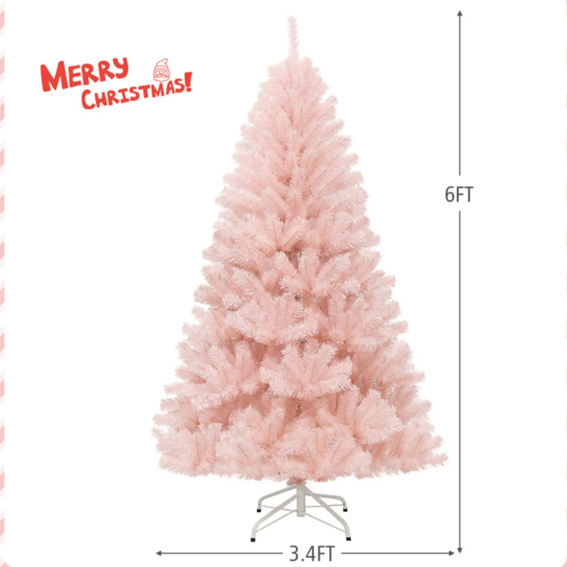 6' Pink Pre-Lit Artificial Hinged Fur Christmas Tree