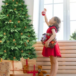 7' Pre-Lit Artificial Christmas Tree with Pinecones