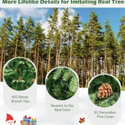 7' Pre-Lit Artificial Christmas Tree with Pinecones