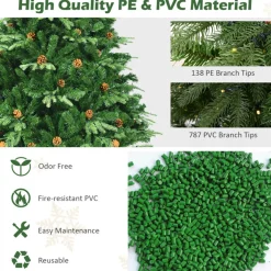 7' Pre-Lit Artificial Christmas Tree with Pinecones