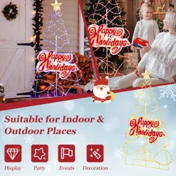 5.6' Pre-Lit Happy Holidays Christmas Tree Decoration