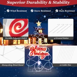 5.6' Pre-Lit Happy Holidays Christmas Tree Decoration