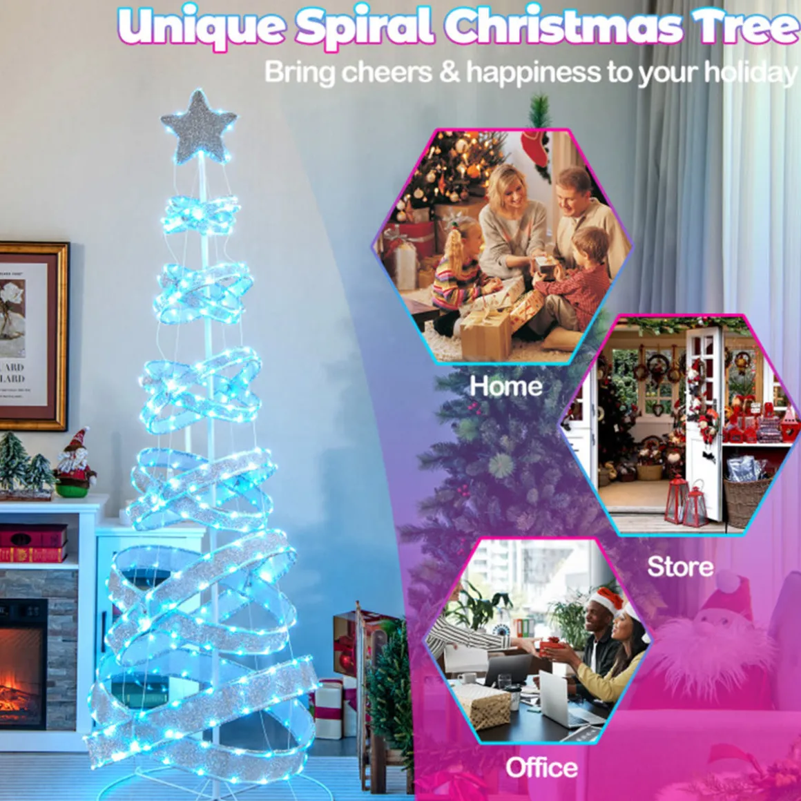 7' Pre-Lit Spiral Christmas Tree Decoration