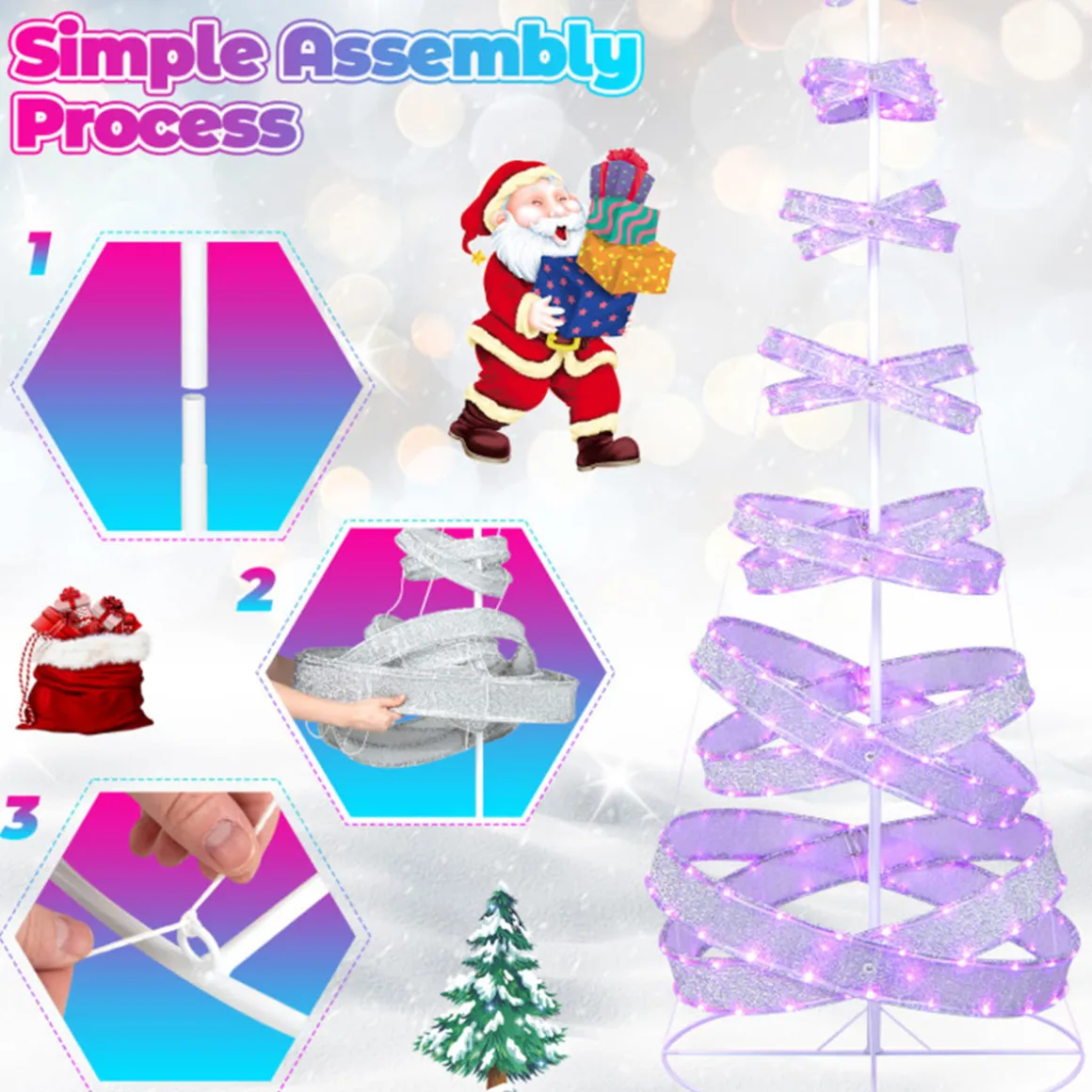 7' Pre-Lit Spiral Christmas Tree Decoration