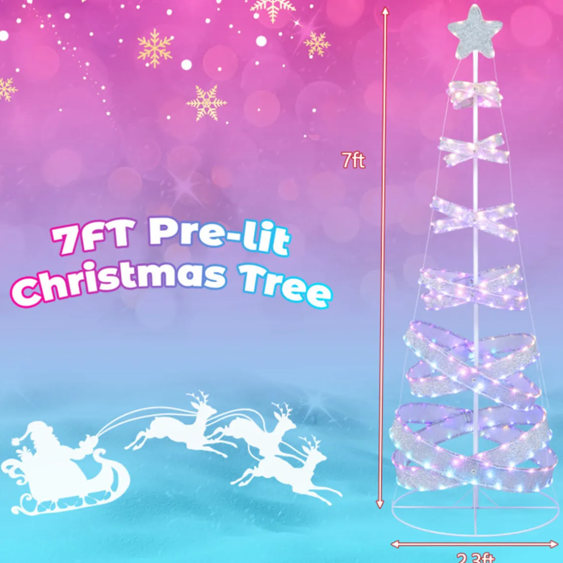 7' Pre-Lit Spiral Christmas Tree Decoration