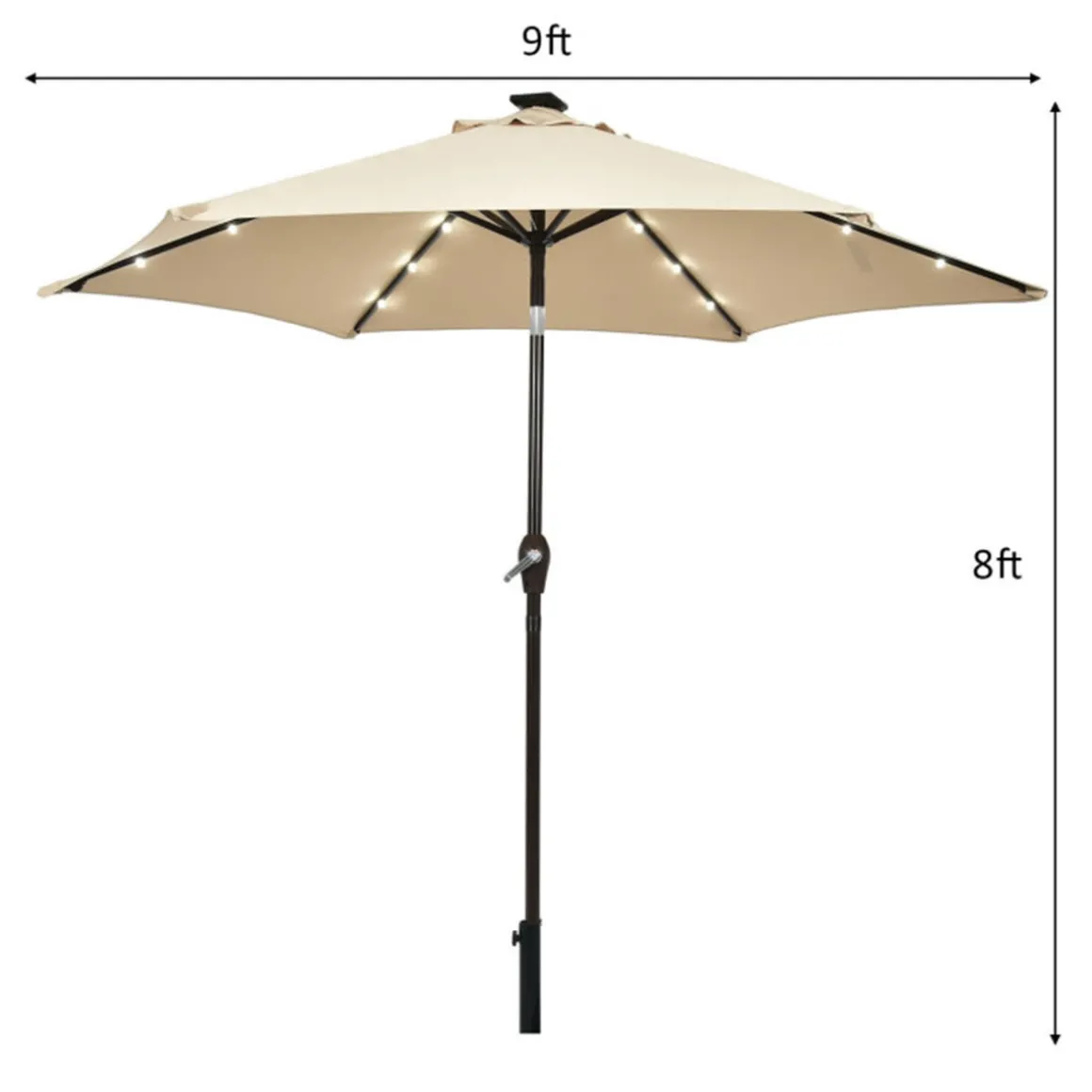 9' Solar LED Lighted Patio Table Umbrella