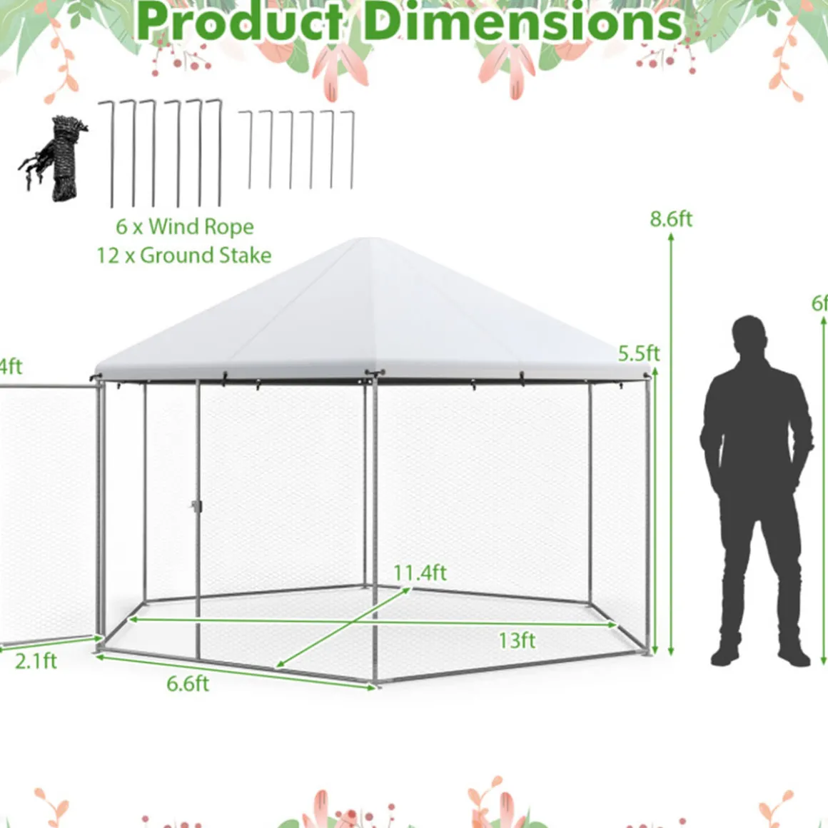 13' Wire Mesh Hexagonal Chicken Coop