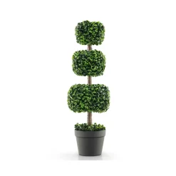 35'' Artificial Boxwood Topiary Ball Tree with Cement Pot