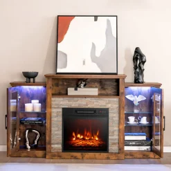58'' Fireplace TV Stand with Adjustable Shelves