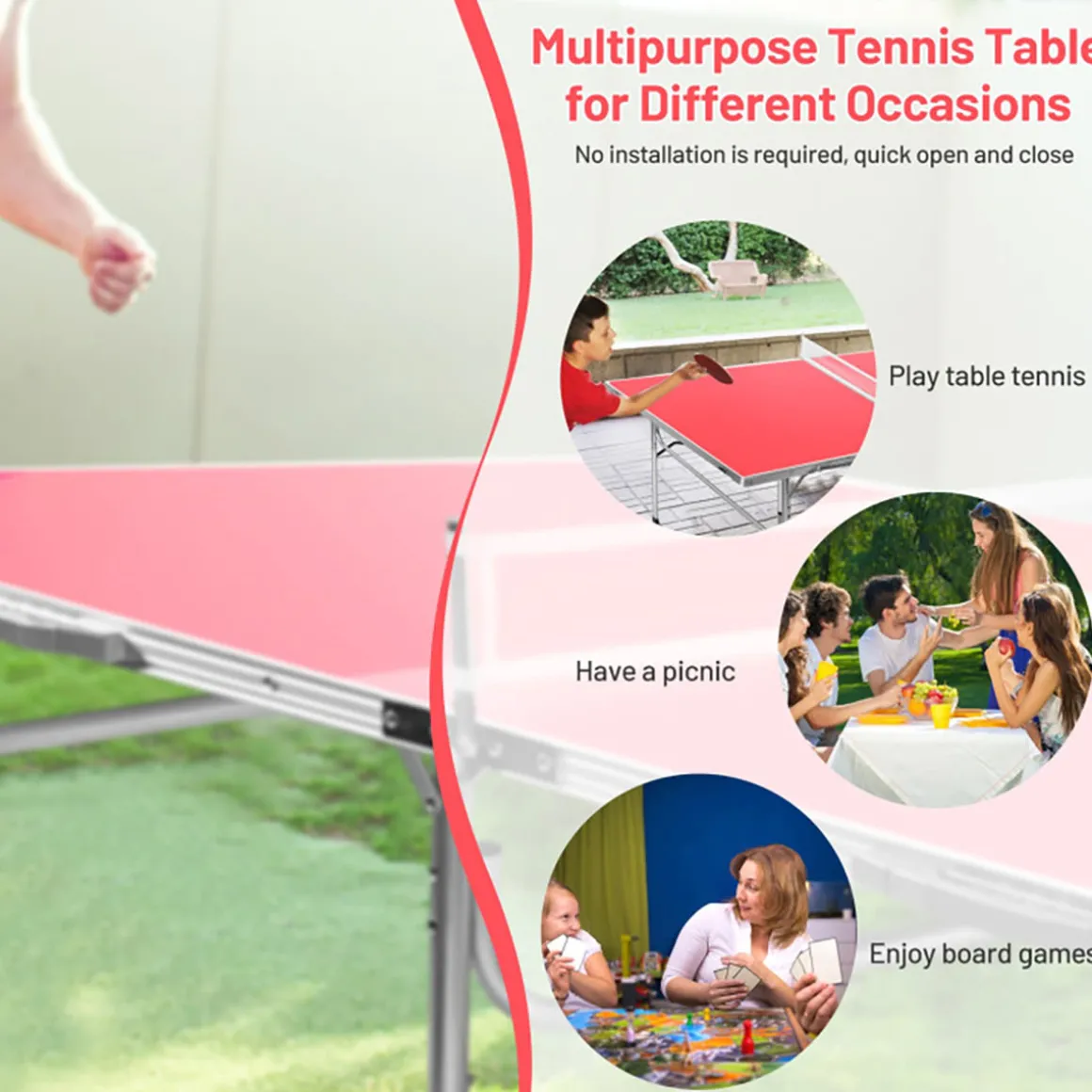 60'' Folding Ping Pong Table Game Set