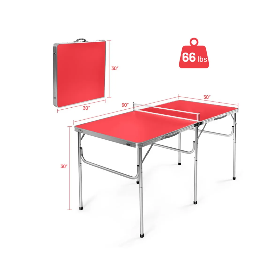 60'' Folding Ping Pong Table Game Set
