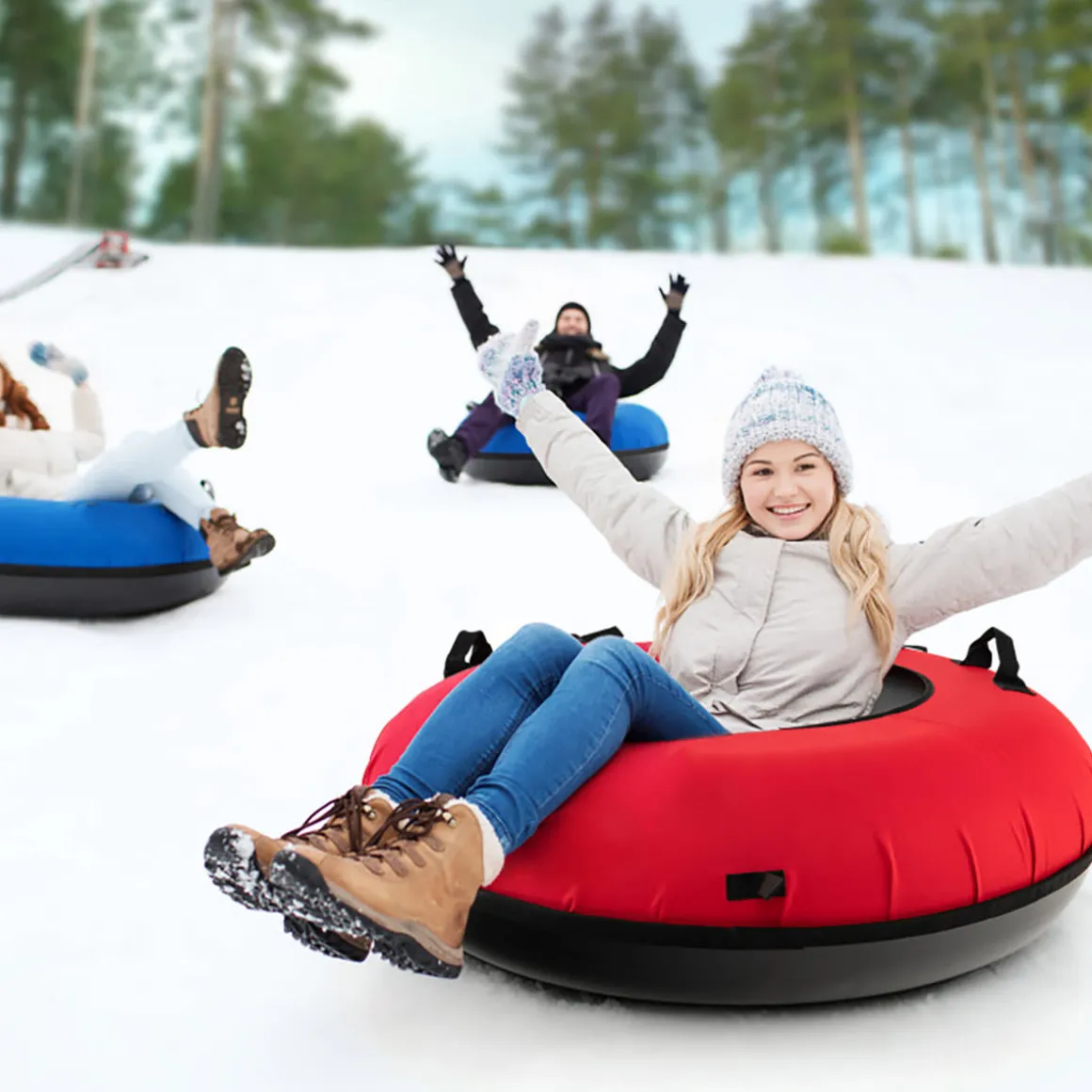 40'' Heavy-Duty Inflatable Snow Sled with Tow Strap