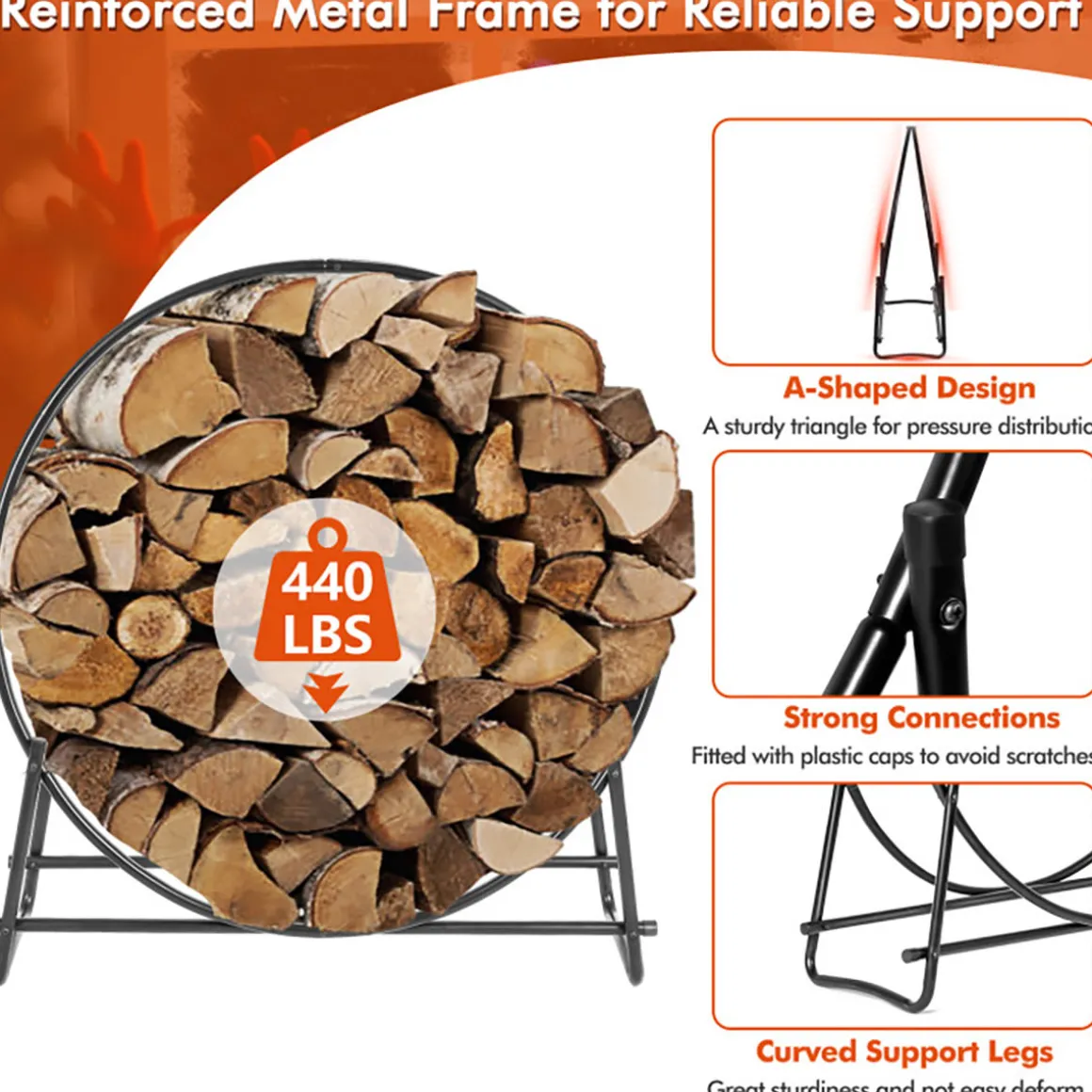 40'' Log Hoop Firewood Storage Rack
