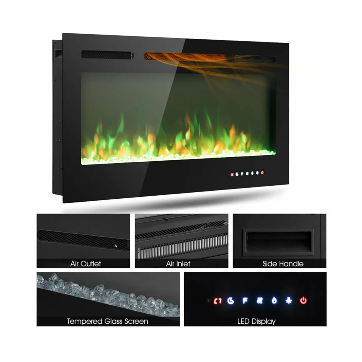 40'' Recessed Electric Fireplace