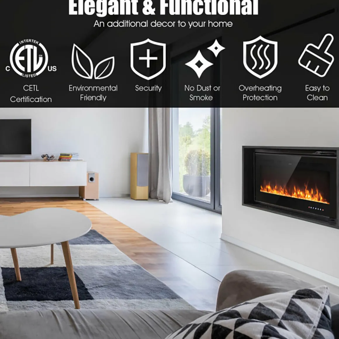 40'' Recessed Electric Fireplace