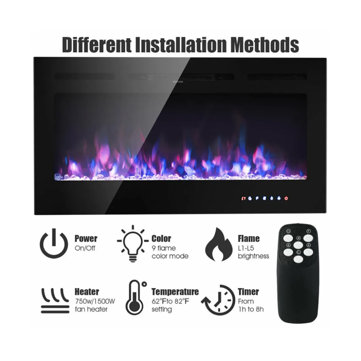 40'' Recessed Electric Fireplace