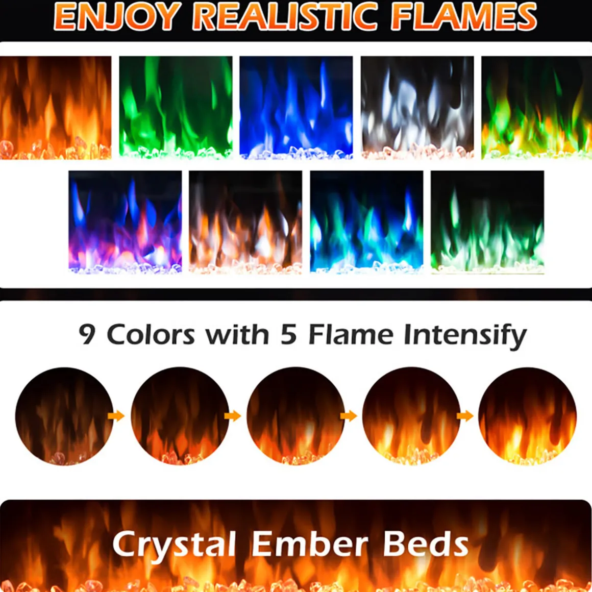 36'' Recessed/Wall-Mounted Electric Fireplace