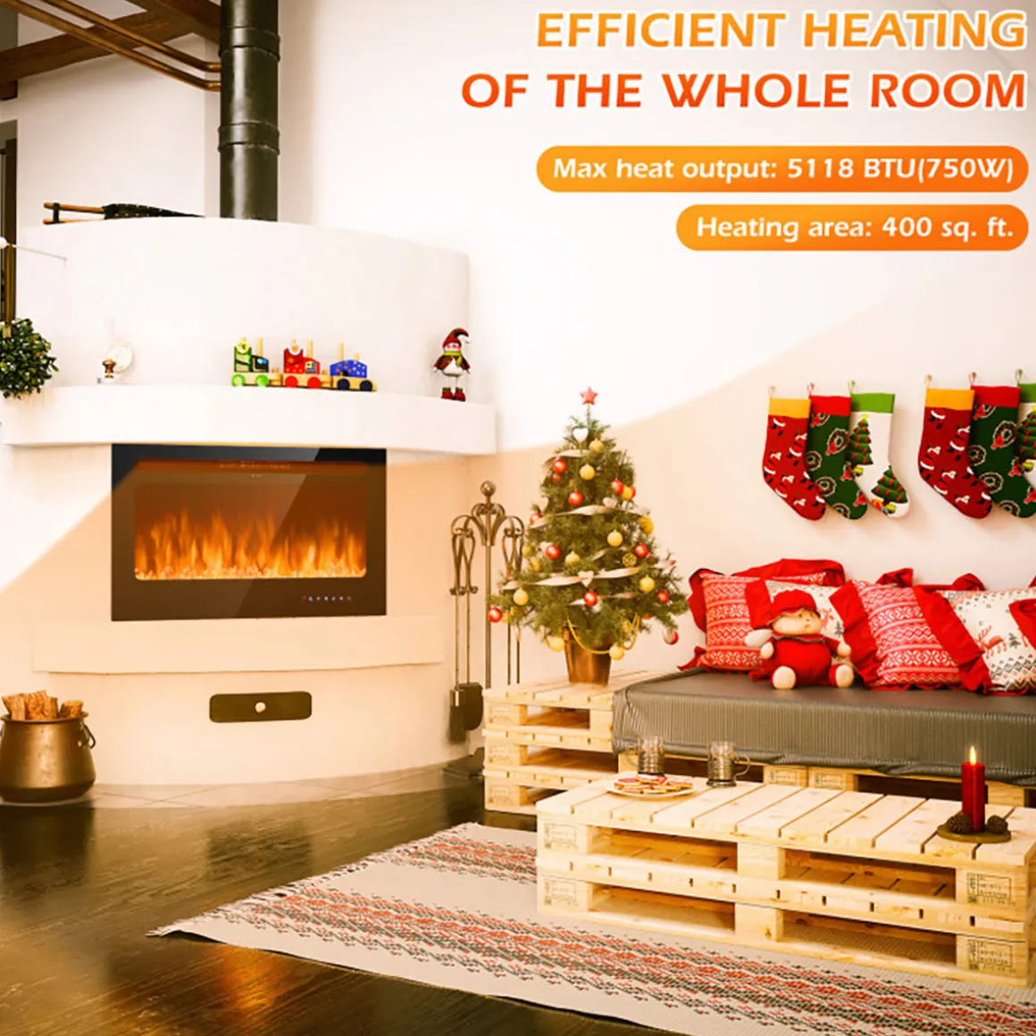 36'' Recessed/Wall-Mounted Electric Fireplace
