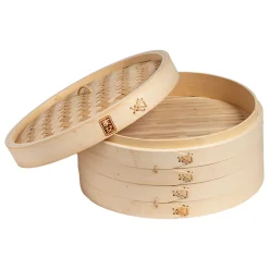 12'' 2-Tier Bamboo Steamer Baskets