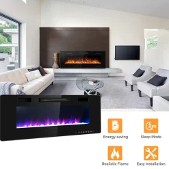 60'' Ultra-Thin Recessed/Wall-Mounted Electric Fireplace