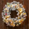 30'' White Flocked Cordless Pre-Lit Indoor/Outdoor Wreath