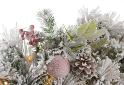 30'' White Flocked Cordless Pre-Lit Indoor/Outdoor Wreath